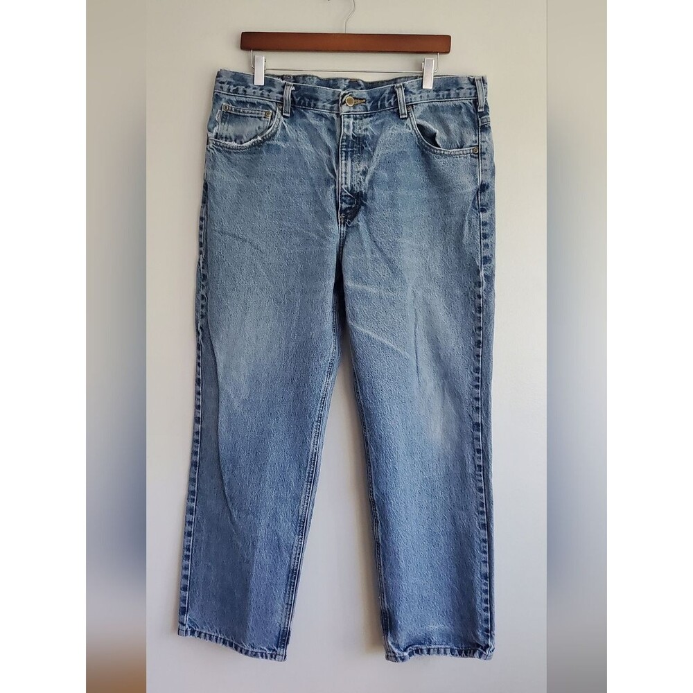 Carhartt Relaxed Fit Classic Light Blue Men's Straight-Leg Jeans Well Worn 38X30
